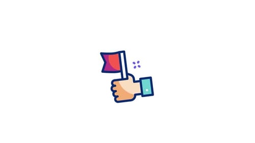 Animated Hand Holding Flag Icon for Goal Achievement