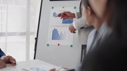 Close up of business hands are working and brainstorming on paperworks.