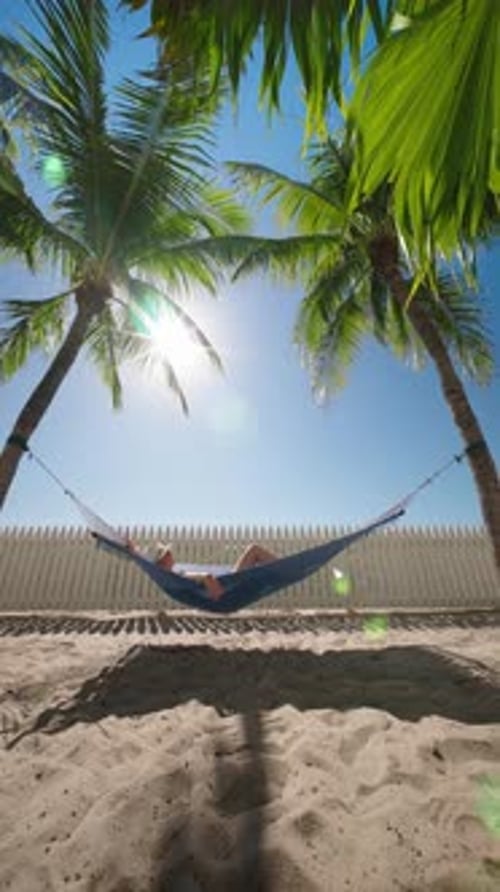 Taking It Easy and Enjoying a Peaceful Time in a Tropical Hammock By the Beach