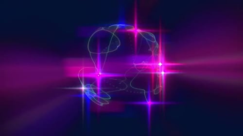 Abstract Neon Particle Network Sphere Reveal Animation