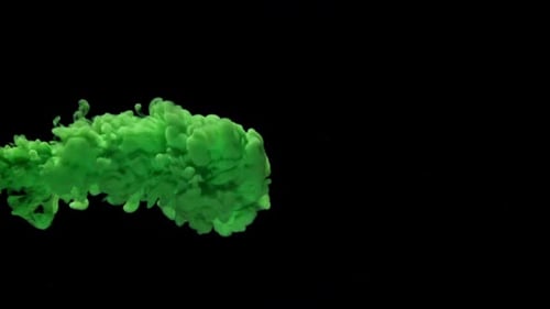 Green Ink in Water on a Black Background Filmed on a Highspeed Camera at 1000 Fps