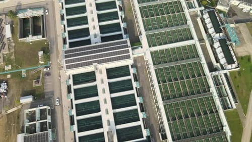 Aerial View of a Large Water Treatment Plant