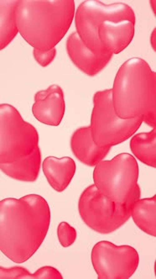 Floating Pink 3D Hearts Seamless Loop Animation