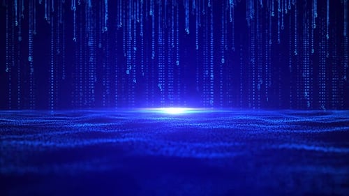 Abstract Blue Numeric Binary Computer Code Digital Data Network Technology Loop Matrix 4k Background