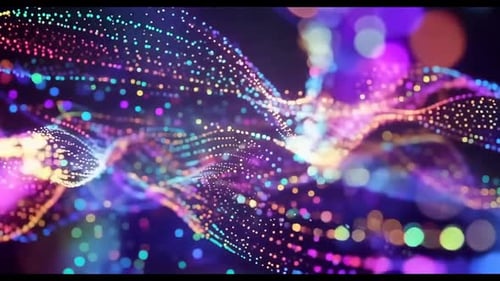 Fond d'onde de particules abstrait multicolore avec Bokeh L