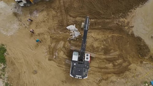 Aerial View Start of Building First Concrete and Machines