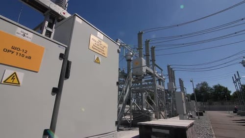 Motion Past Capacitor Banks to Circuit Beakers at Substation