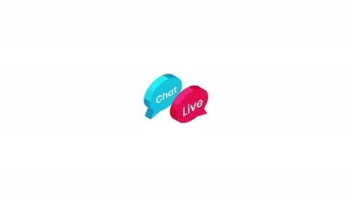 Isometric Live Chat Speech Bubbles Animation On White Background