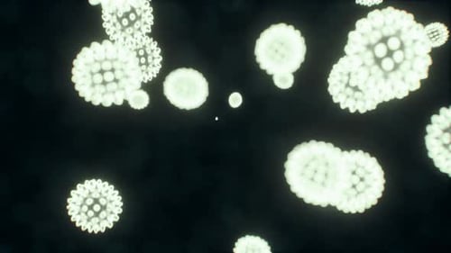 Abstract Glowing Organic Microscopic Cells Motion Background