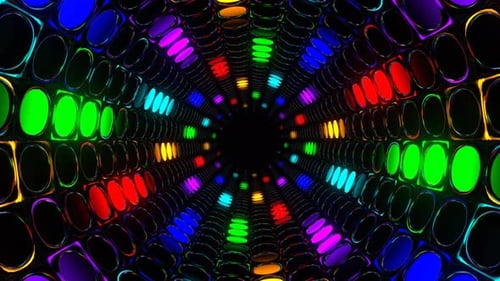 Multicolor Abstract Neon Light Rotation Tunnel Background Vj Loop In 4K