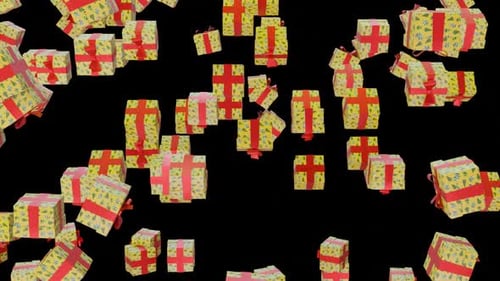 Falling Christmas Gift Boxes with Holiday Tree Pattern