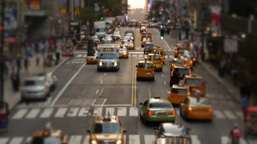 City Traffic Jam at Rush Hour Cars Driving on Crowded Urban Road Streets