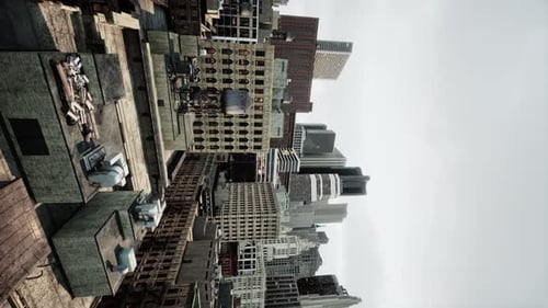 Impresionante vista vertical de la ciudad de Nueva York desde una azotea en el centro