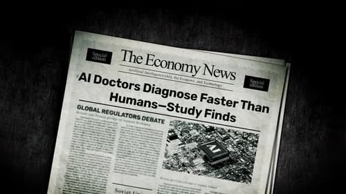 Retro Newspaper Revealing AI Technology News Headline