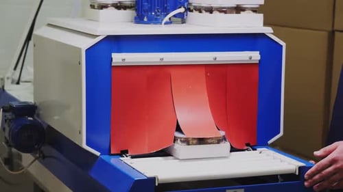 Pack of Seeds and Nuts on Conveyor Belt in Plant Workshop