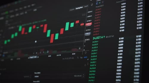 Dynamic Stock Market Chart on Computer Screen