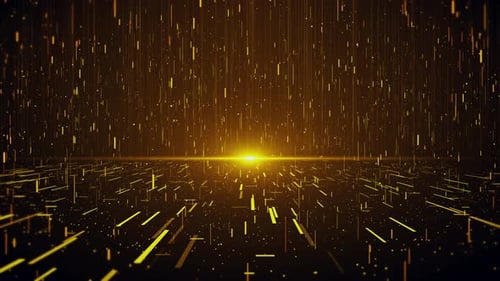 Golden Digital Data Stream Background Loop