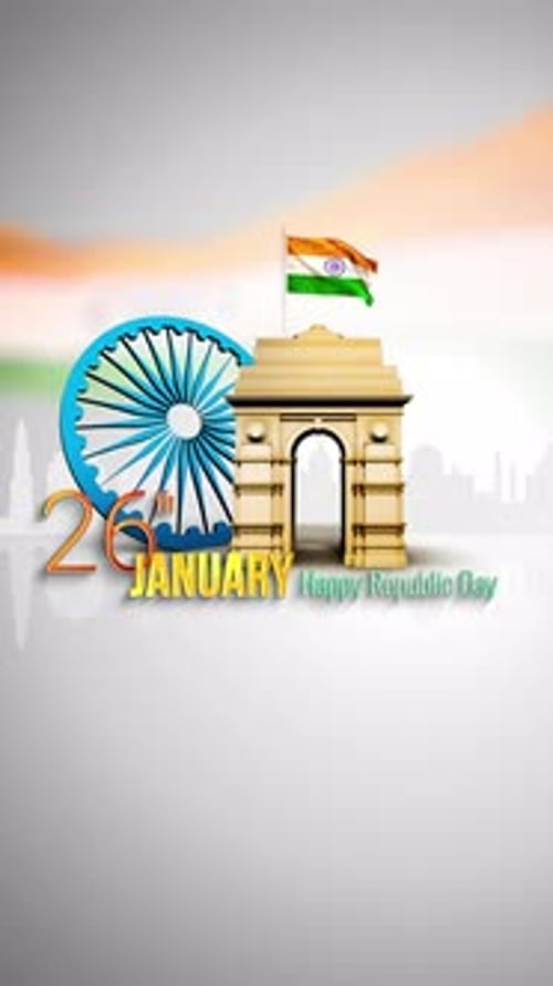 Indian Republic Day Celebration with National Symbols and Flag