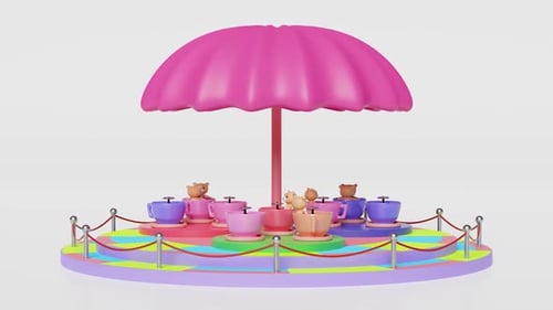 Cute Teddy Bear Teacup Ride Animation