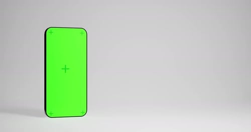 Phone Green Screen Rotation Slow Motion With A White Background