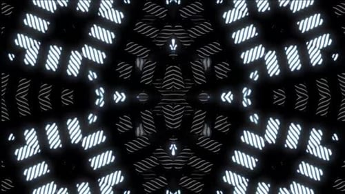 Dynamic abstract pattern unfolds with flowing white lines on black