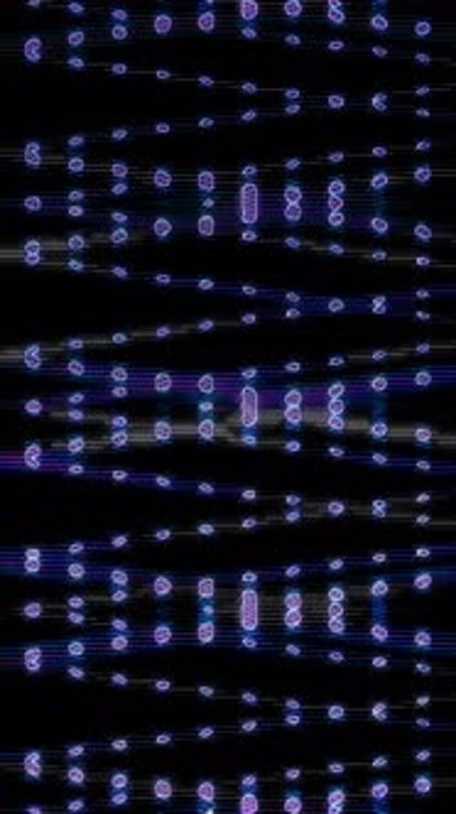 3D shining bright dots set colorful line wave motion, on black background