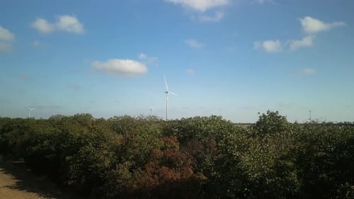 Wind Turbines. Wind Power Electric Plant. Renewable Energy