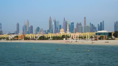 Modern City With Architectural Structures At Dubai Downtown In United Arab Emirates. - Static Shot