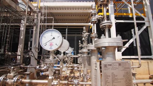 Pressure Meters on Pipeline System at Chemical Factory
