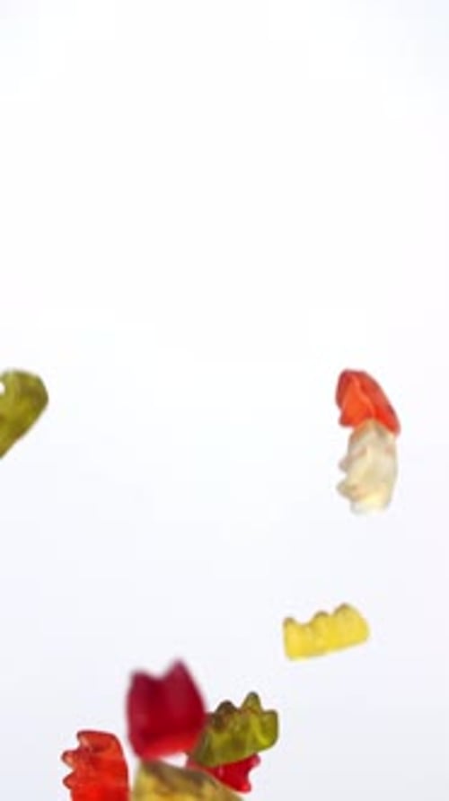 Gummy Bears Falling in Slow Motion
