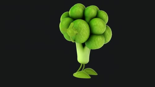 Fun 3D cartoon broccoli (with alpha channel)