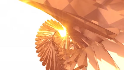 Abstrakte goldene Spiralstruktur, beleuchtet durch hellen Hintergrund