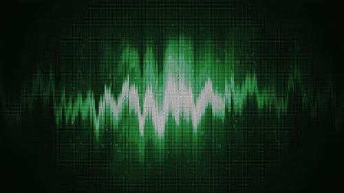 Animated Green Digital Audio Waveform Abstract Background