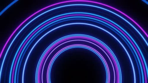 Purple and Blue Dancing Neon Circles Vj Loop Animation