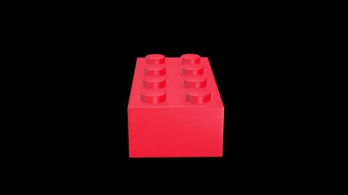 Rotating Red 3D Building Block Loop Animation