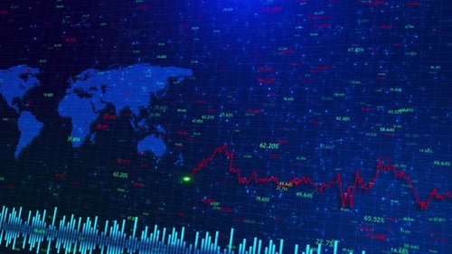 Animated Stock Market Financial Graph Growing Line Chart Business Development Competition Concept