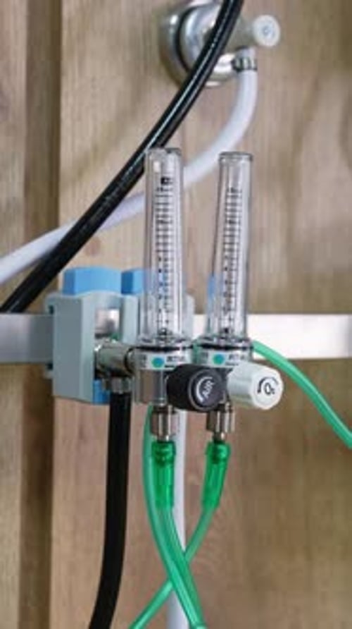 Close Up of Hospital Oxygen Flow Meter