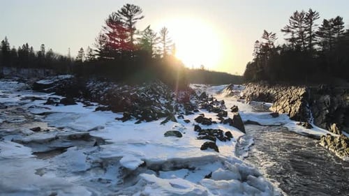 Winter nature with an incredible sunset in Minnesota.
