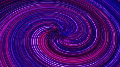 Abstrakte Neonspirale. Hell leuchtende, wirbelnde Strahlen. Stromneonlinien bilden eine spiralförmige Form