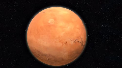 Realistic 3D Animation of Mars Planet Rotating in Space