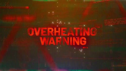 Digital Glitch Overheating Warning Text Title
