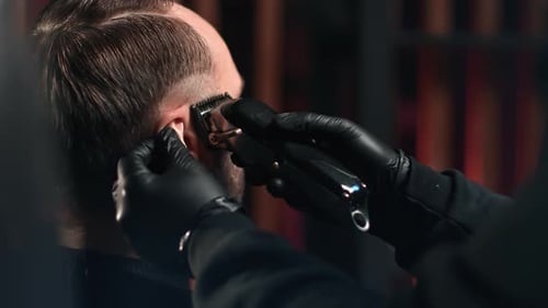 Haircut Using Electric Clippers in Beauty Salon