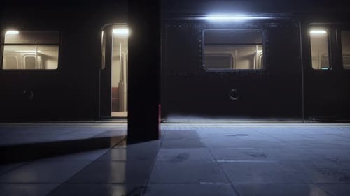 Dunkle, leere unterirdische U-Bahnstation
