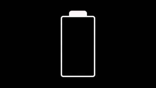 Low Battery Indicator Animation. Empty Battery Flashing. Transparent Background. Loop Animation