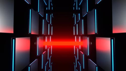 Red And Blue Vertical Abstract Neon Strobe Background Vj Loop In 4K