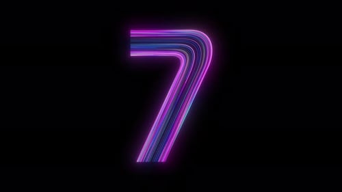 Animated Abstract Number 7 with Neon Light Trails