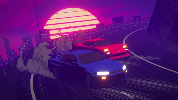 Retro Drifting Cars Loop, Backgrounds Motion Graphics ft. drifting ...