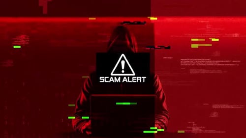 Hacker Scam Alert Glitch Text Animation
