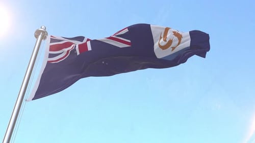 Anguilla Flag Waving in Clear Blue Sky