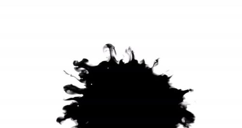 Black Ink Bloom Filling White Background
